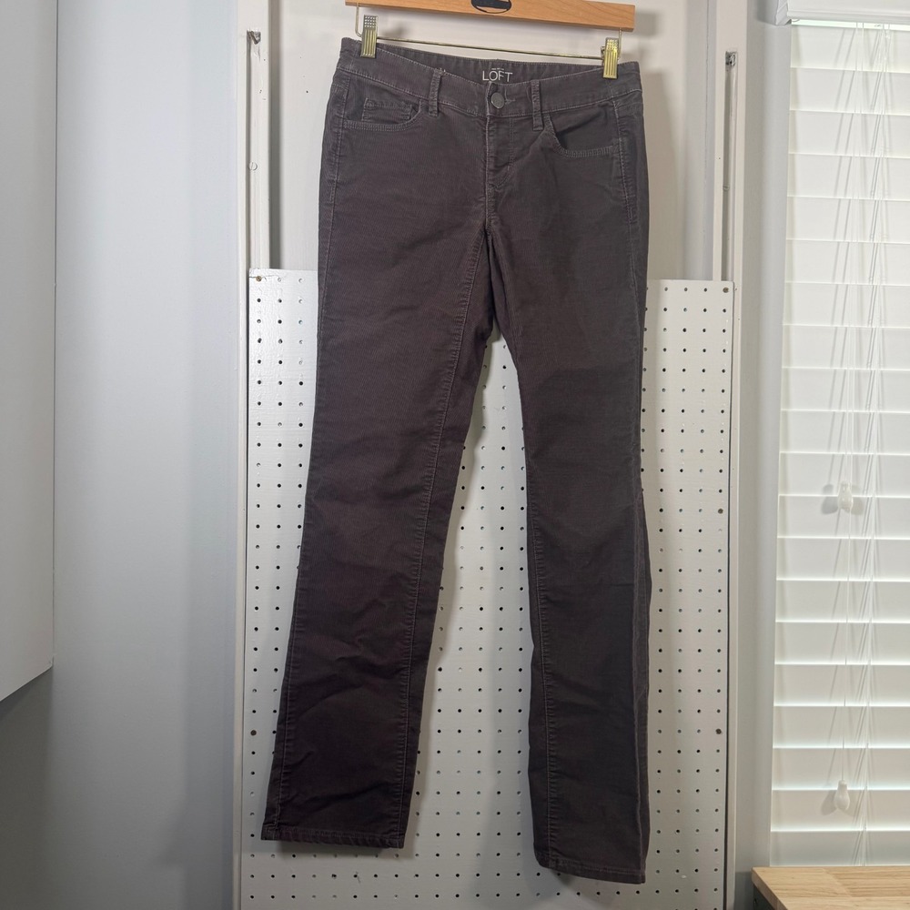 Ann Taylor LOFT Modern Straight Corduroy Pants Women's Gray Stretch - 24/00